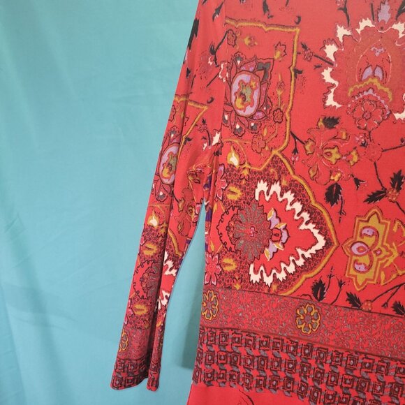 Etro Milano Red & Multicolor Printed Midi Dress Size 44 (Medium) - Picture 10 of 10